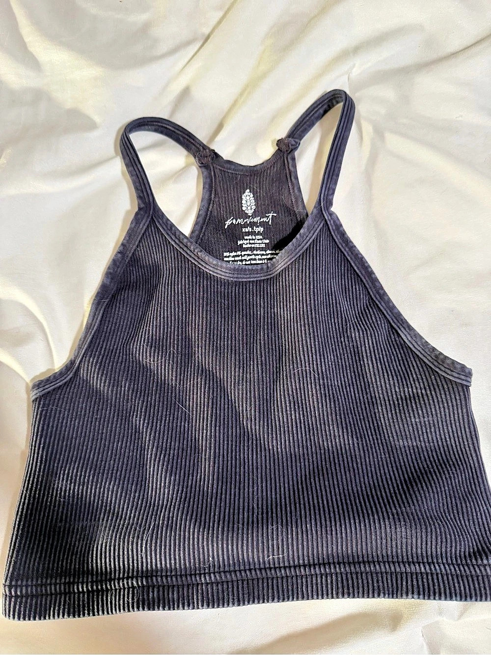 Free People Movement Good Karma Crop Ribbed Crop Tank Black XS/S